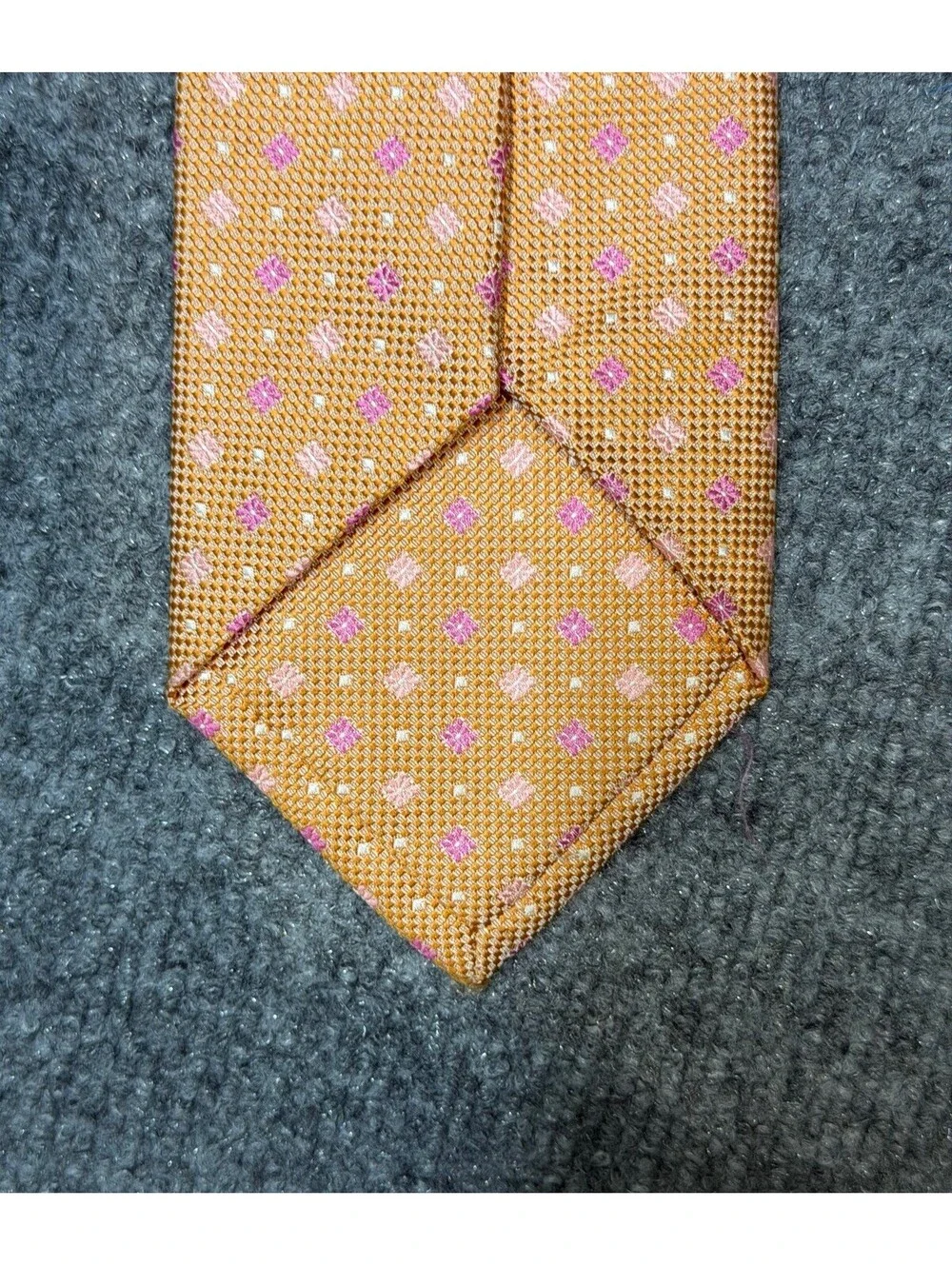 Paul Stuart Made in Italy Woven Tie Orange Pink Geometric